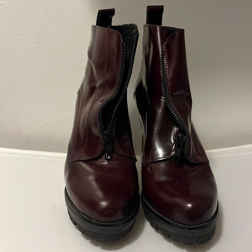 Aldo wine lacquer ankle boots